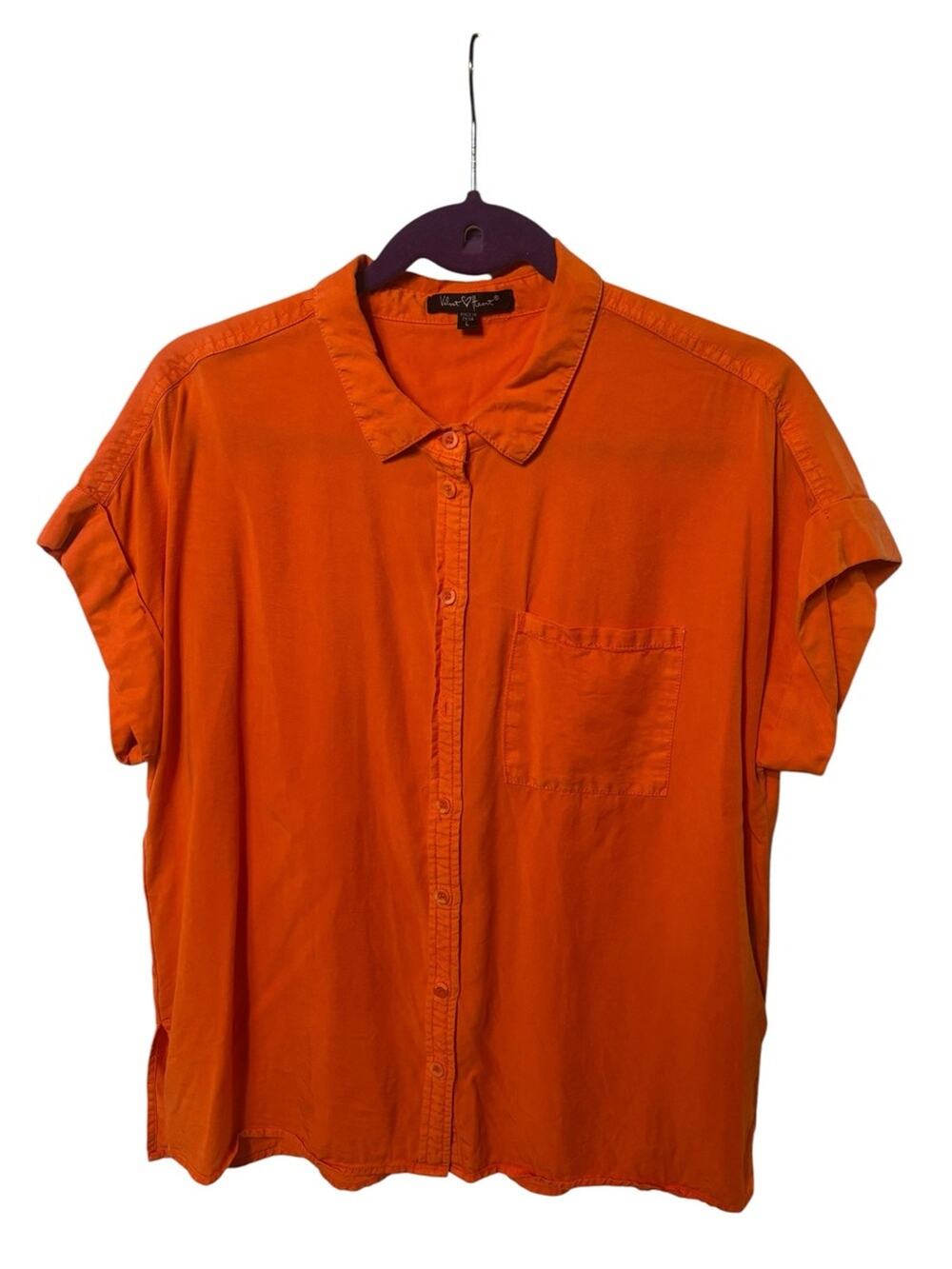 Velvet Heart 100% Tencel Button Down Shirt Women’s Large Orange Lightweight Top
